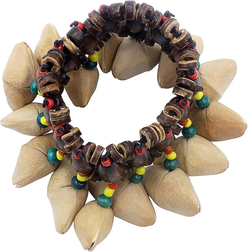 GOGHOST Cacho Seed Rattle Bracelet Anklet, 2 PCS African Shaker Nut Shell Bracelet Natural Percussion Accessories Musical Instrument(Chacha) - Image 3